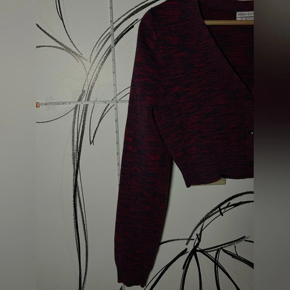 Urban Outfitters Maroon with Blue Cropped Cardigan Sweater, Women’s Small - Picture 4 of 6